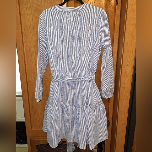 A Re-Imagined by J.Crew blue and white striped Midi dress with a tie strap. - Picture 8 of 8